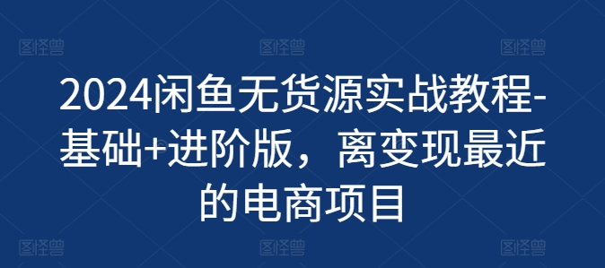 2024闲鱼无货源实战教程-基础+进阶版，离变现最近的电商项目-学习笔记资源库