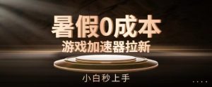 暑假0成本游戏加速器拉新,小白秒上手,无需投资【揭秘】-学习笔记资源库