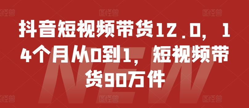 抖音短视频带货12.0，14个月从0到1，短视频带货90万件-学习笔记资源库