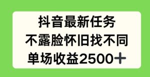 抖音最新任务,不露脸怀旧找不同,单场收益2.5k【揭秘】-学习笔记资源库