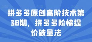 拼多多原创高阶技术第38期,拼多多阶梯提价破量法-学习笔记资源库