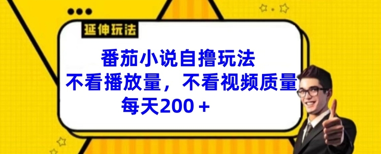 番茄小说自撸玩法，不看播放量，不看视频质量，每天200+【揭秘】-学习笔记资源库