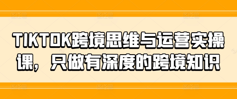 TIKTOK跨境思维与运营实操课，只做有深度的跨境知识-学习笔记资源库