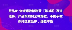 货品IP全域爆款陪跑营【第3期】赛道选择、产品策划到全域爆款，手把手教你打造货品IP，爆款不断-学习笔记资源库