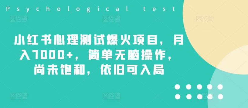 小红书心理测试爆火项目，月入7000+，简单无脑操作，尚未饱和，依旧可入局-学习笔记资源库