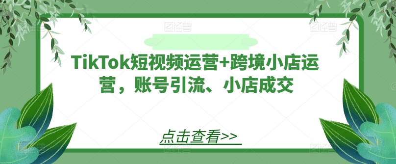 TikTok短视频运营+跨境小店运营，账号引流、小店成交-学习笔记资源库