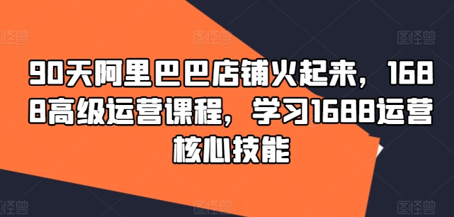 90天阿里巴巴店铺火起来，1688高级运营课程，学习1688运营核心技能-学习笔记资源库