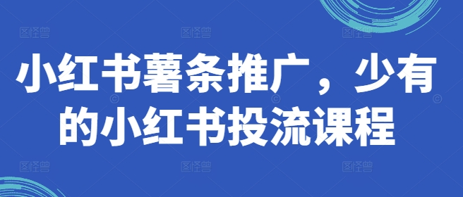 小红书薯条推广，少有的小红书投流课程-学习笔记资源库