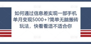 如何通过信息差实现一部手机单月变现5000+?简单无脑搬砖玩法，快看看适不适合你【揭秘】-学习笔记资源库
