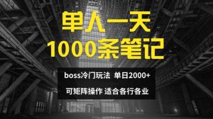 单人一天1000条笔记，日入2000+，BOSS直聘的正确玩法【揭秘】-学习笔记资源库