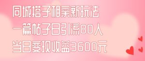 同城搭子相亲新玩法一篇帖子引流80人当日变现3600元(项目教程+实操教程)【揭秘】-学习笔记资源库