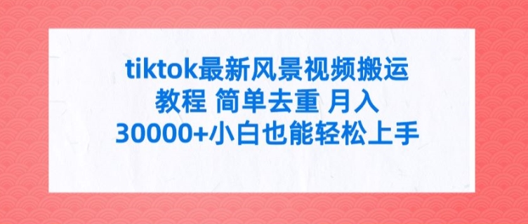 tiktok最新风景视频搬运教程 简单去重 月入3W+小白也能轻松上手【揭秘】-学习笔记资源库
