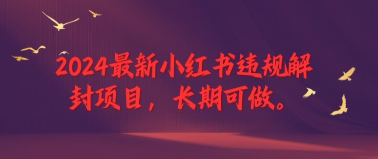 2024最新小红书违规解封项目，长期可做，一个可以做到退休的项目【揭秘】-学习笔记资源库
