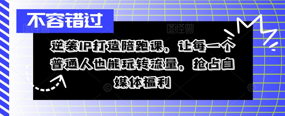 逆袭IP打造陪跑课，让每一个普通人也能玩转流量，抢占自媒体福利-学习笔记资源库