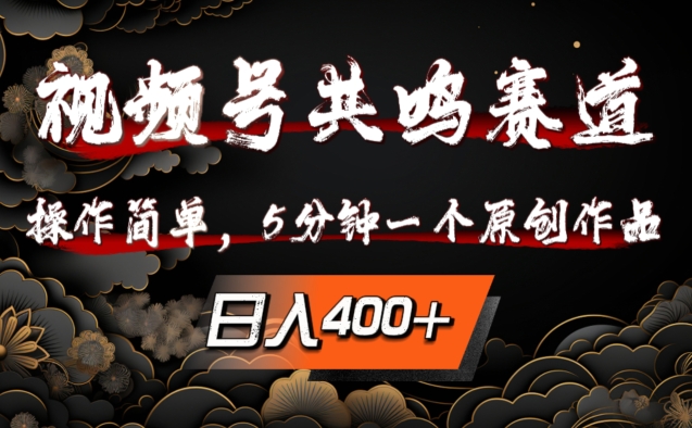 视频号共鸣赛道，操作简单，5分钟1个原创作品，日入几张【揭秘】-学习笔记资源库