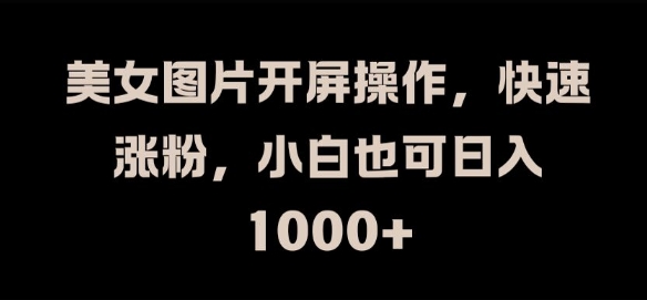 美女图片开屏操作，快速涨粉，小白也可日入1k【揭秘】-学习笔记资源库