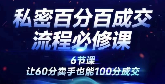 私密百分百成交流程线上训练营，绝对成交，让60分卖手也能100分成交-学习笔记资源库