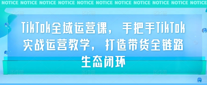 TikTok全域运营课，手把手TikTok实战运营教学，打造带货全链路生态闭环-学习笔记资源库