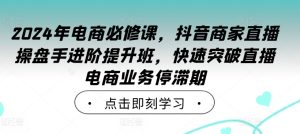 2024年电商必修课，抖音商家直播操盘手进阶提升班，快速突破直播电商业务停滞期-学习笔记资源库