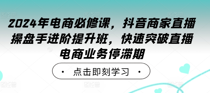 2024年电商必修课，抖音商家直播操盘手进阶提升班，快速突破直播电商业务停滞期-学习笔记资源库