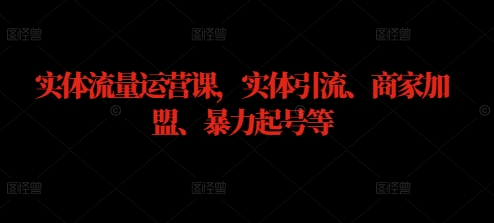 实体流量运营课，实体引流、商家加盟、暴力起号等-学习笔记资源库