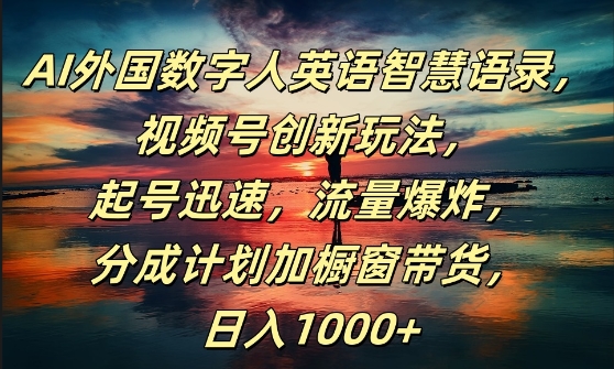 AI外国数字人英语智慧语录，视频号创新玩法，起号迅速，流量爆炸，日入1k+【揭秘】-学习笔记资源库