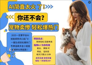 小红书AI宠物卖惨打工项目,一键生成轻松爆热门,专撩温柔多金小姐姐,私域转化率超高-学习笔记资源库