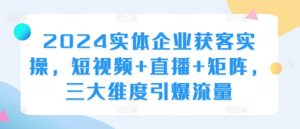2024实体企业获客实操,短视频+直播+矩阵,三大维度引爆流量-学习笔记资源库