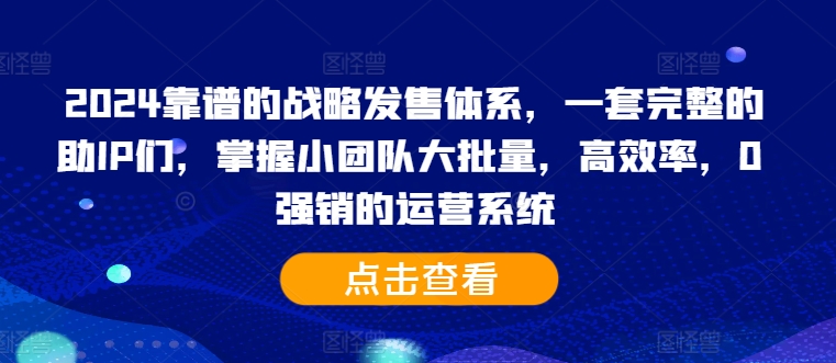 2024靠谱的战略发售体系，一套完整的助IP们，掌握小团队大批量，高效率，0 强销的运营系统-学习笔记资源库