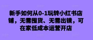 新手如何从0-1玩转小红书店铺,无需囤货、无需出镜,可在家低成本运营开店-学习笔记资源库