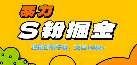 单人单机日引千粉，变现1k+，S粉流量掘金计划攻略【揭秘】-学习笔记资源库