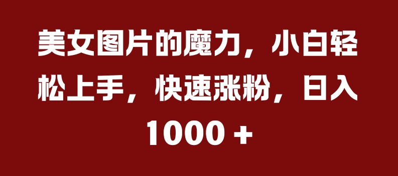 美女图片的魔力，小白轻松上手，快速涨粉，日入几张【揭秘】-学习笔记资源库