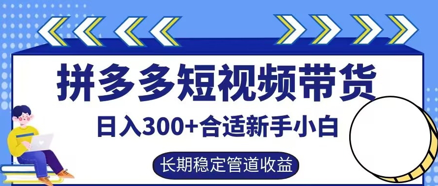 拼多多短视频带货日入300+有长期稳定被动收益，合适新手小白【揭秘】-学习笔记资源库