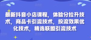 最新抖音小店课程,体验分拉升技术,商品卡引流技术,投流效果优化技术,精选联盟引流技术-学习笔记资源库