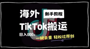 2024最新海外TikTok搬运玩法,一键去重轻松过原创,新手无经验也能日入1k【揭秘】-学习笔记资源库