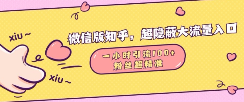 微信版知乎，超隐蔽流量入口1小时引流100人，粉丝质量超高【揭秘】-学习笔记资源库