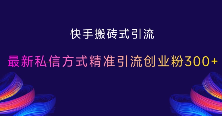 快手搬砖式引流，最新私信方式精准引流创业粉300+-学习笔记资源库