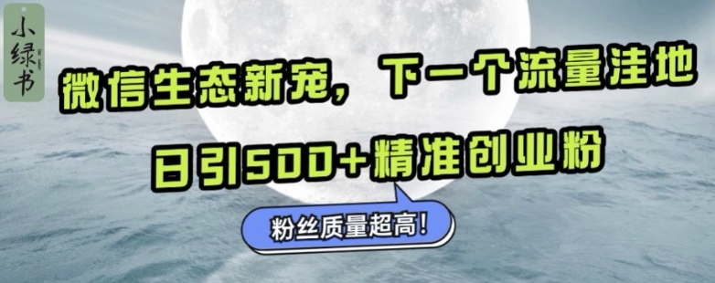 微信生态新宠小绿书：下一个流量洼地，日引500+精准创业粉，粉丝质量超高-学习笔记资源库