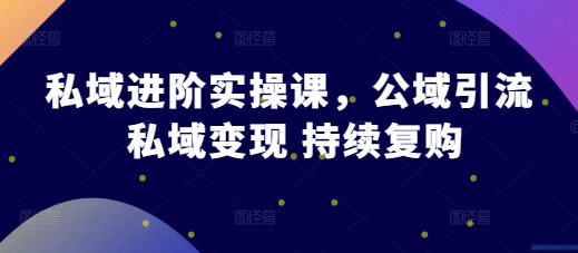 私域进阶实操课，公域引流 私域变现 持续复购-学习笔记资源库