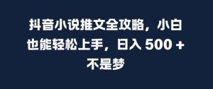 抖音小说推文全攻略,小白也能轻松上手,日入 5张+ 不是梦【揭秘】-学习笔记资源库
