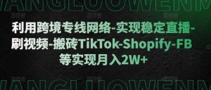 利用跨境专线网络-实现稳定直播-刷视频-搬砖TikTok-Shopify-FB等实现月入2W+【揭秘】-学习笔记资源库
