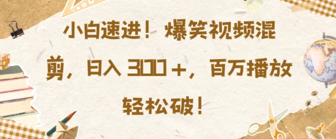 小白速进，爆笑视频混剪，日入3张，百万播放轻松破【揭秘】-学习笔记资源库