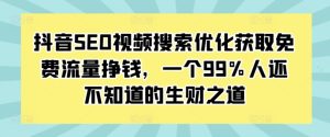 抖音SEO视频搜索优化获取免费流量挣钱,一个99%人还不知道的生财之道-学习笔记资源库
