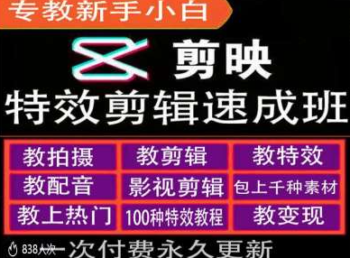 剪映特效教程和运营变现教程，特效剪辑速成班，专教新手小白-学习笔记资源库