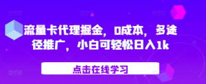 流量卡代理掘金，0成本，多途径推广，小白可轻松日入1k-学习笔记资源库