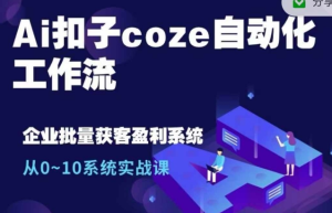 Ai扣子coze自动化工作流,从0~10系统实战课,10个人的工作量1个人完成-学习笔记资源库