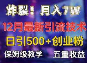 炸裂!揭秘12月最新日引流500+精准创业粉,多重收益保姆级教学-学习笔记资源库