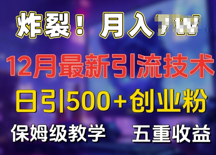 炸裂!揭秘12月最新日引流500+精准创业粉，多重收益保姆级教学-学习笔记资源库