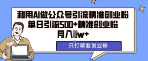 利用AI矩阵做公众号引流精准创业粉,单日引流500+精准创业粉,月入过w【揭秘】-学习笔记资源库