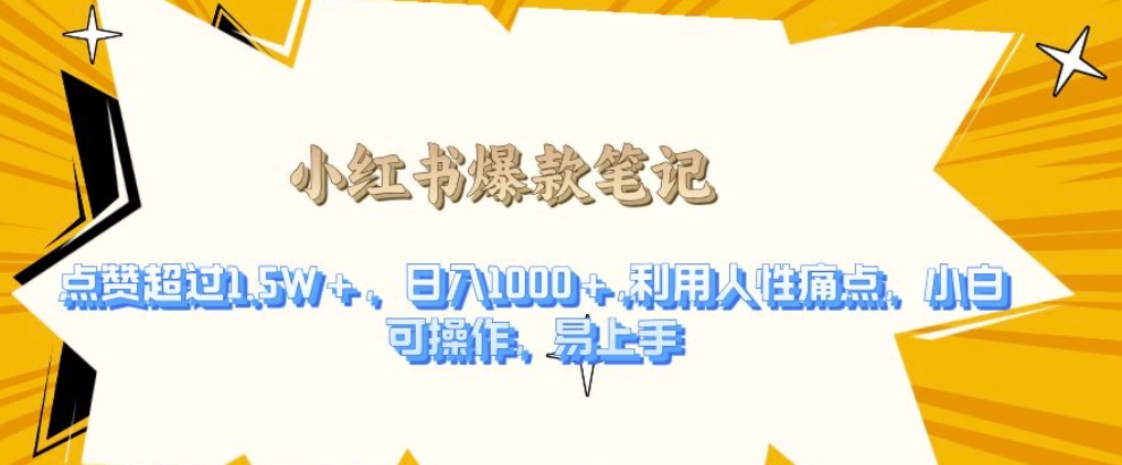 利用人性的痛点，打造爆款笔记，获得点赞超过1.5W+，日入1k【揭秘】-学习笔记资源库